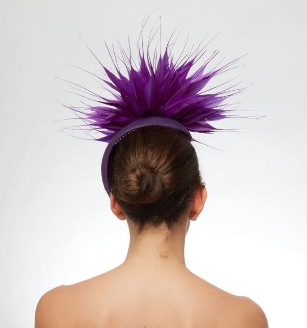 Purple cap with purple spiky feathers - Image 4