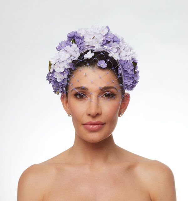 Lilac headband with mini flowers and veil