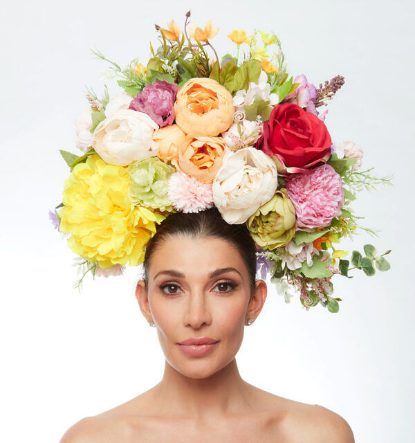 Giant "Garden of Flowers" crown in earthy tones