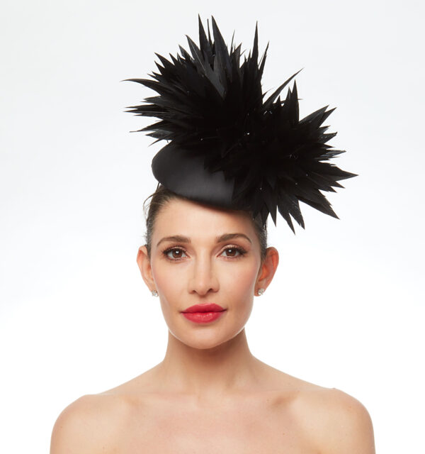 Black feathered headpiece