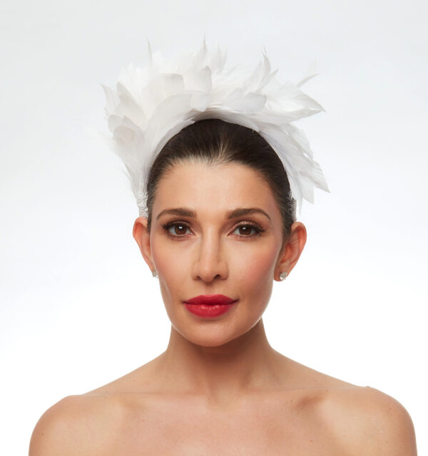 White/ivory feathered headpiece