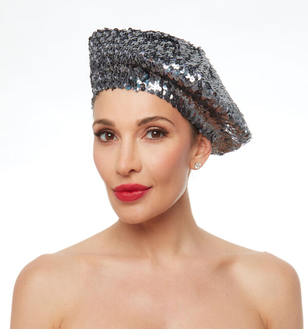 Gunmetal sequin beret - Image 3